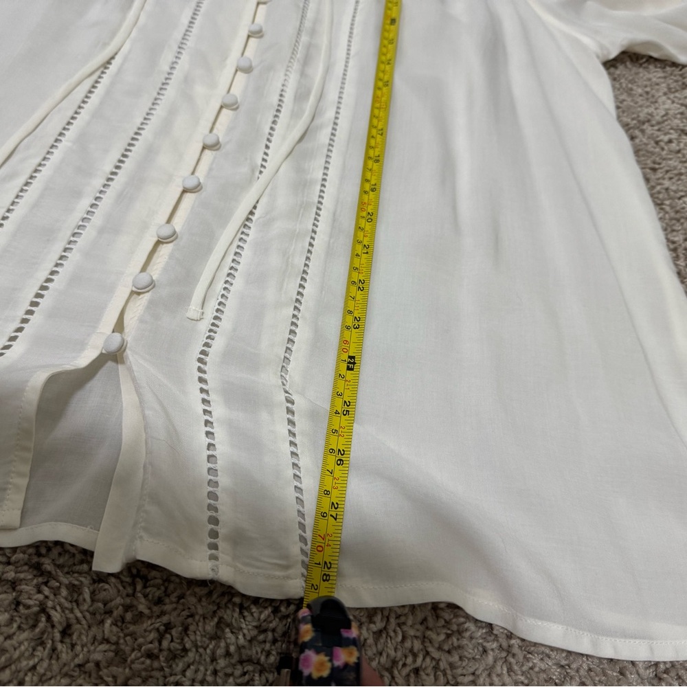 Johnny Was Cream Pleated Ruffled Blouse - Size L - Like New - Picture 9 of 9